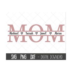 mom svg, mother svg, mother's day svg, mom split name frame svg, mum svg, mom cut file, mom outline, mom png, cricut sil