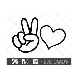 peace and love svg, peace sign svg, heart svg, peace and love clipart svg, peace hand png, dxf, peace love cricut silhou