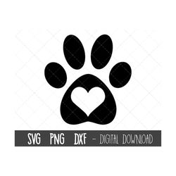 paw print heart svg, paw print heart monogram svg, paw svg, paw print svg, paw print clipart svg, png, dxf, cricut silho