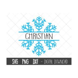 snowflake svg, snowflake name frame svg, christmas svg, winter svg, snowflake split name frame, cricut silhouette svg cu