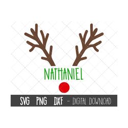 boy reindeer rudolph horn name frame svg, reindeer svg, reindeer horns svg, christmas svg files, cricut silhouette svg c