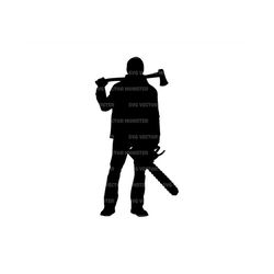 lumberjack svg, axe svg, chainsaw, woodcutter, woodsman, logger, carpentry. vector cut file for cricut, silhouette, pdf