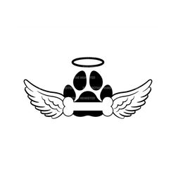 angel paw print with bone svg, pet memorial svg, pet loss, dog memorial, pet funeral. vector cut file cricut, silhouette