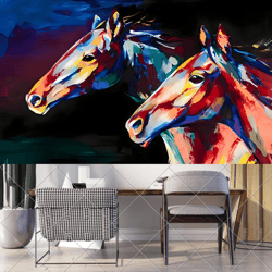 multicolored oil horse portrait - abstract conceptual painting