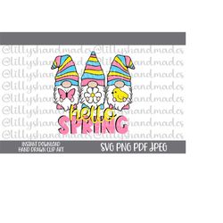 hello spring svg files, spring png, spring clipart, spring vector, spring sublimation designs, spring gnome svg, gnomes