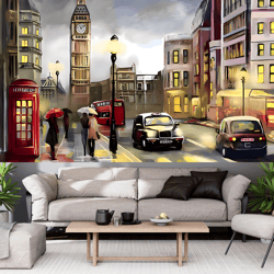 oil painting on canvas - street view of london