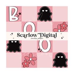 boo seamless pattern-halloween sublimation digital design download-spooky season seamless, ghost seamless pattern, flora