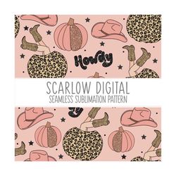 howdy pumpkin seamless pattern-fall sublimation digital design download-western seamless pattern, cowboy seamless patter