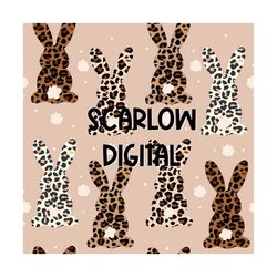 leopard print easter bunny seamless digital paper, seamless easter pattern for fabric, easter digital wallpaper, tumbler