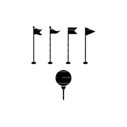 golf tee svg, golf flag pole svg, golfer svg, golf ball. vector cut file cricut, silhouette, pdf png eps dxf, decal, sti