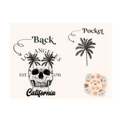 los angeles california pocket and back png bundle-front and back png, pocket png, skeleton png, skull png, la png design