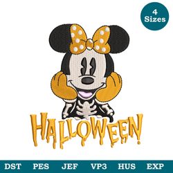 minnie mouse halloween machine embroidery design 4 sizes, disney embroidery designs, minnie mouse embroidery, halloween