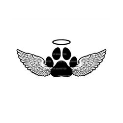 pet memorial svg, pet loss svg, dog memorial svg, angel wings, halo, paw print svg. vector cut file cricut, silhouette,