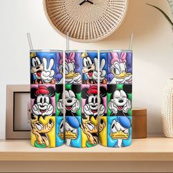 mickey and friends seamless puffy tumbler wrap - cute cartoon 3d effect puff sublimate design - inflated sublimation png