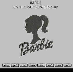 barbie text embroidery file 6 sizes, machine embroidery, embroidery files