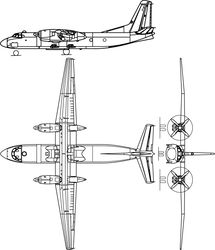 antonov an 24 3view svg vector outline file for laser engraving, cnc cutting, cricut laser  outline vector svg file