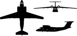 antonov an 72 coaler c 3view silhouette svg vector outline file for laser engraving, cnc cutting, cricut laser  file