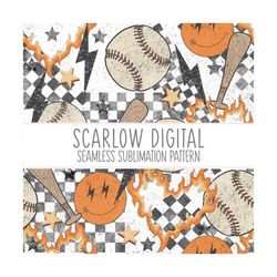 baseball rockstar seamless pattern sublimation digital design download-baseball sublimation, rock seamless, smiling subl