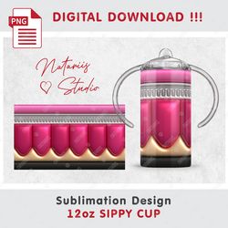 trendy inflated 3d puffy pencil pattern - seamless sublimation pattern - 12oz sippy cup - full cup wrap