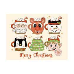 merry christmas png-coffee mugs sublimation digital design download-santa claus png, reindeer png, snowman png, penguin