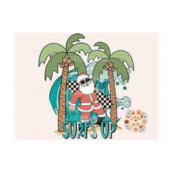 surfs up santa png-christmas sublimation digital design download-santa claus png, christmas png design, beach png, summe