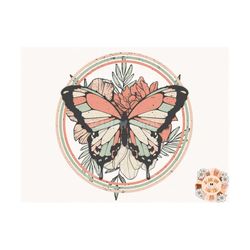 retro butterfly png-sublimation digital design download-retro sublimation, butterfly png, floral bouquet png, summer sub