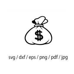 money bag svg, money svg, cash svg, money dxf, money png, money clipart, money files, money eps