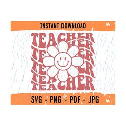 teacher svg, smiling daisy face svg, educator svg, back to school svg, teaching svg, silhouette svg, cricut svg, teacher