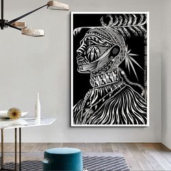 african chieftain canvas wall art, african makeup canvas print art, ready to hang canvas print, african canvas wall art,