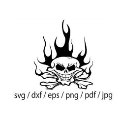 Flaming Skull SVG, Skull png, Skull On Fire SVG,Flaming Skull SVG, Flaming Skull Cut File, Halloween Flaming Skull Desig