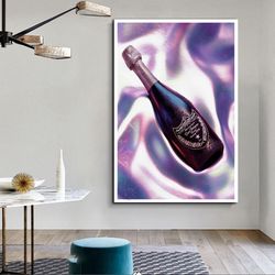 champagne art print, champagne poster, wall art, home bar print dom perignon champagne bottles wall art, wall decor, cha