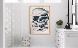 skull canvas wall art, skeleton head canvas print art, surreal skull canvas wall art, erased skeleton canvas print art