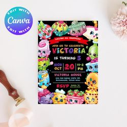 shopkins invitation, shopkins birthday invitation, shopkins birthday party invitation, shopkins party invitate, shopkins