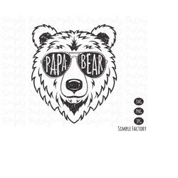 papa bear png, vintage papa bear png, happy father's day, bear png, retro papa bear silhouette sublimation design, svg c