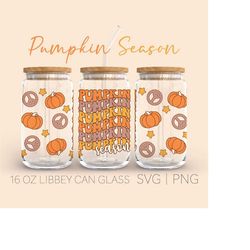 Pumpkin Season Retro  16oz Glass Can Cutfile, Fall Svg, Autumn Svg, PumpkinSeason Svg, Retro Svg, For Svg Cricut, Digita