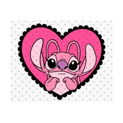 angel svg, stitch in love svg, stitch valentines day, valentines day svg, hearts svg