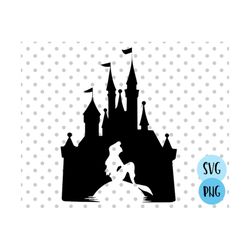 mermaid svg, mermaid castle svg, cricut outline svg cut files