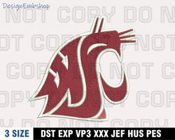 washington state cougars embroidery designs, ncaa machine embroidery design, machine embroidery pattern