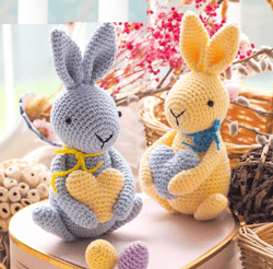 pdf crochet easter bunny and heart  , amigurumi pattarn