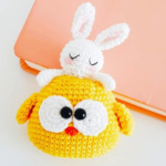 crochet chick with bunny ,  amigurumi pdf  pattern