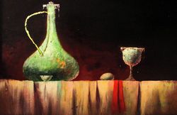 mysterious still life painting "frozen eternity", original oil painting on canvas, original art by "walperion"