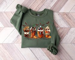 skeleton coffee cups sweatshirt, coffee cups sweatshirt