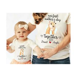 our first mother's day png, mothers day matching shirt png, giraffe png, baby shirt png, mommy & baby outfit, giraffe ba