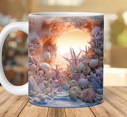 3d beach landscape crack hole mug