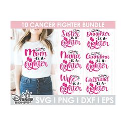 cancer fighter svg bundle, cancer svg, pink ribbon svg, cancer awareness svg, breast cancer svg, positive quotes svg, st