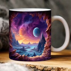 3d landscape crack hole mug    3d universe mug