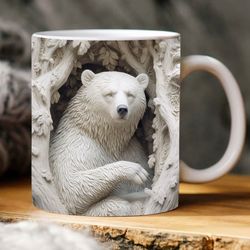 3d white bear mug