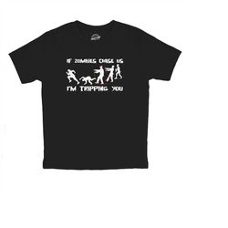 kids zombie shirt, zombie apocalypse t shirt, funny zombie clothes, halloween zombie shirt, youth zombies chase us i'm t