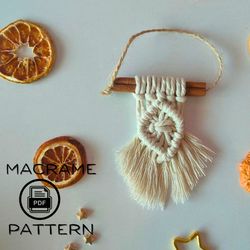 macrame ornament pdf pattern, easy christmas decor diy, macrame christmas ornament for beginners, nursery decor, pdf