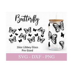 16oz butterfly libbey glass svg i butterflies can glass svg i svg files for cricut i beer can glass wrap svg i svg png d